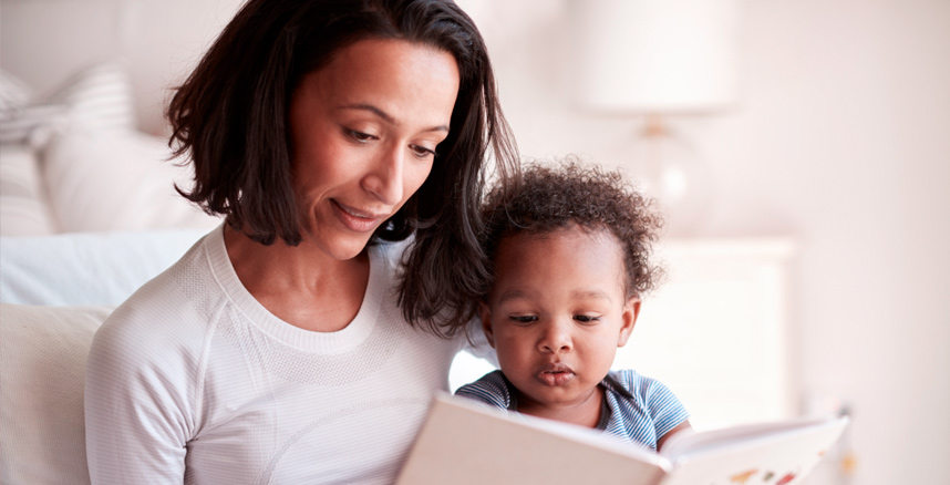 Mother reading to child